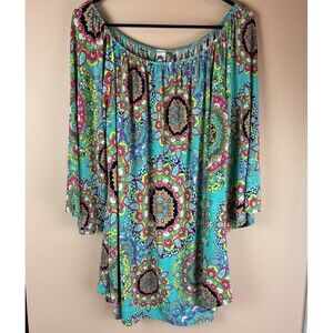 2B Together Women’s Boho Plus Size Tunic Top Size 2X  Flutter Sleeve Made In USA